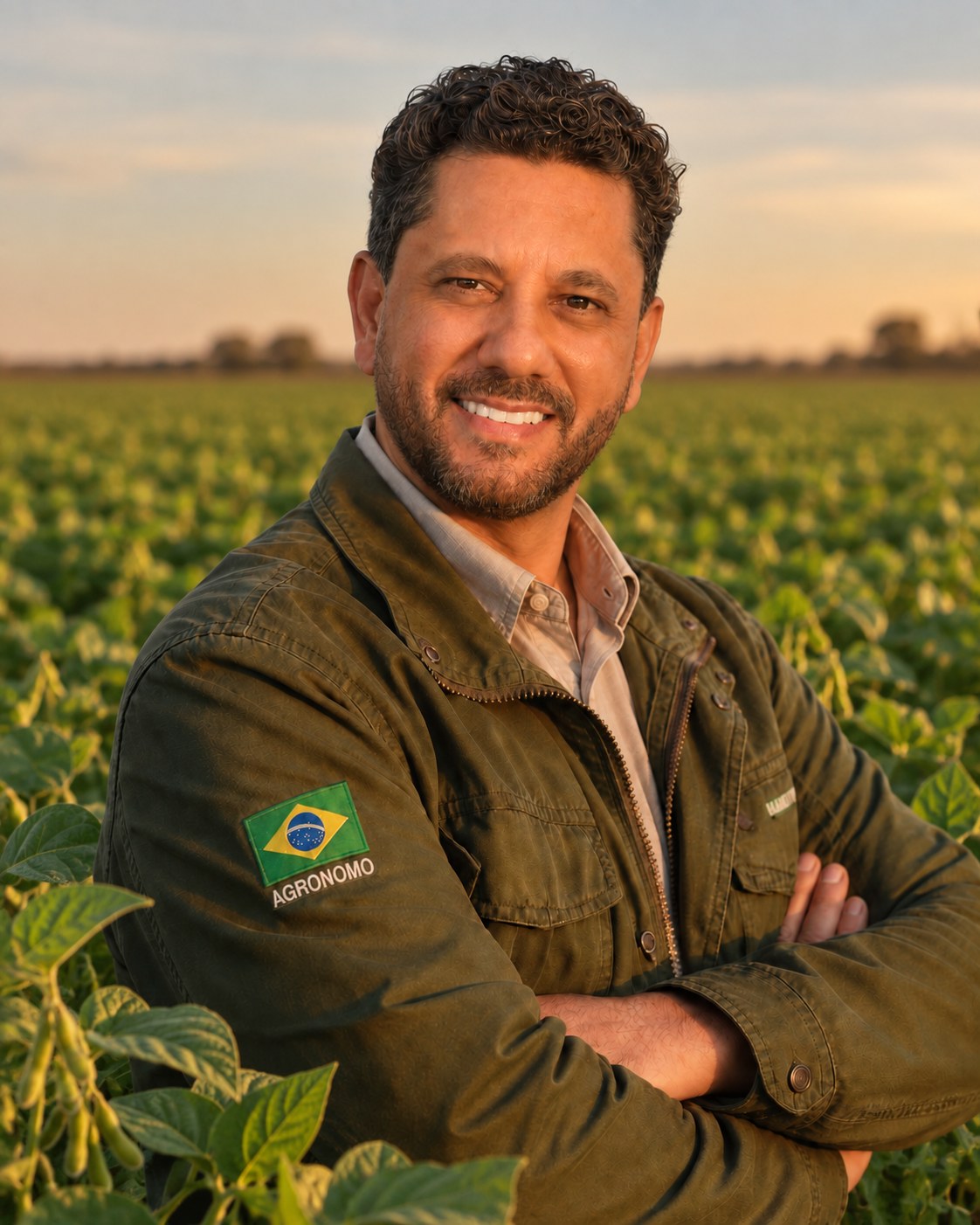 Francisco Guilhien em uma lavoura de soja